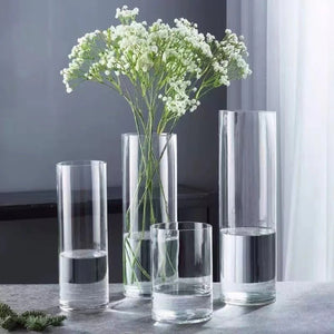 Volamor - 4 Pcs Acrylic Clear Cylinder Flower Vase Set for Plants - Transparent