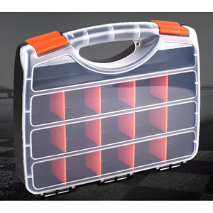 SuaTools - 32x25x5.9cm Plastic Tool Box Organizer with 15 Compartments - Black