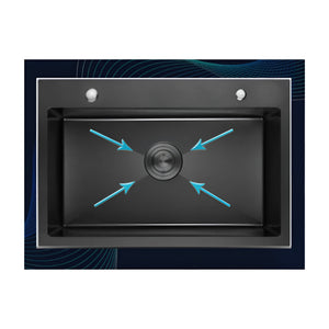 Pruchef - Stainless Steel Single Bowl Kitchen Sink with Basket & Hose – Black