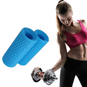 VolaFit - 2 Pcs Silicone Barbell & Dumbbell Grips for Bars – Blue