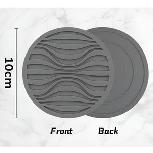 Pruchef  - 6 Pcs Silicone Coasters Set With Holder For Drink Cup Barware - Grey
