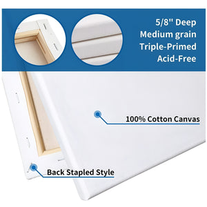 Nerdy Admin - 8 Pcs Pre Primed Cotton Blank Canvas Panels for Painting – White