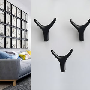Pract Pack - 3 Pcs Zinc Alloy Modern Double Hooks Coat Wall Hanger – Black