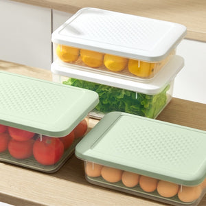 Pruchef - 31.4 x 22.7 x 13.2cm Drainable Storage Box With Lid - Mint Green