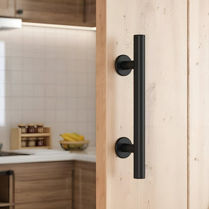 SuaTools - 30x6.5cm Carbon Steel Barn Door Handle for Interior & Exterior - Black