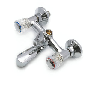 Pract Pack - Dual Handle Zinc Alloy Shower Mixer Tap Set with Slide Bar & Hose - Silver