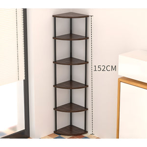Pract Pack -  6 Tier Particle Board Corner Shelf Stand, For Home & Office Use - Brown