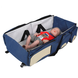 Toto Bubs - 3 in 1 Diaper Backpack with Portable Bassinet & Changing Pad – Blue