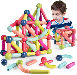 TugoPlay - 100Pcs Educational Magnetic Ball & Rod Set with Storage Box  - Multicolor