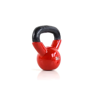 TUGOPLAY - 2kg Cast Iron Kettlebell with Vinyl Coating, Flat Base & Wide Grip - Red