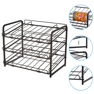 Pract Pack - 3Tier Carbon Steel Stackable Can Rack Dispenser for Pantry Storage - Black