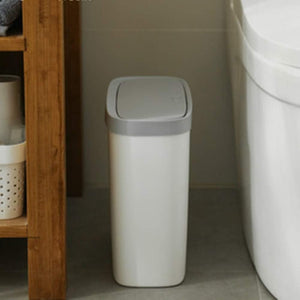 Pruchef - 10L Rectangular & Slim Push Type Dust Bin with Lid - White