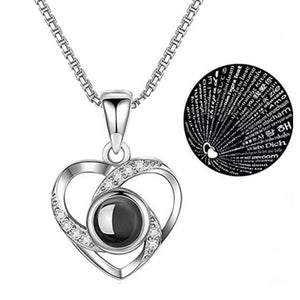 Volamor - Preserved Real Rose with I Love You Necklace - Silver