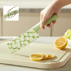 Pruchef - Floral Printing Kitchen Knife with Sheath - Mint Green