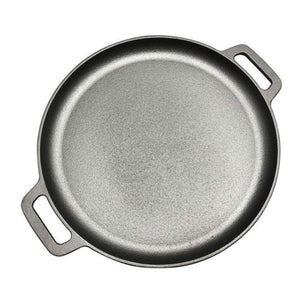 Pruchef - 30cm Heavyweight Round Cast Iron Griddle Skillet Pan - Black