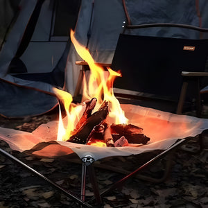 Herqona - 43cm Portable Stainless Steel Fire Pit for Camping and Outdoor Use - Silver