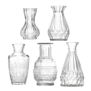 Volamor - 25 Pcs Clear Small Glass Bud Vases for Flowers - Transparent