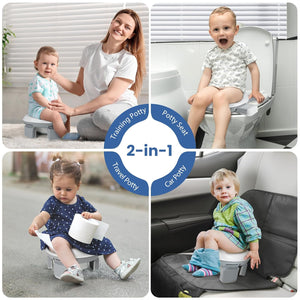 Toto Bubs - 2 in 1 Foldable Potty Training Toilet Seat For Toddlers & Kids - Gray