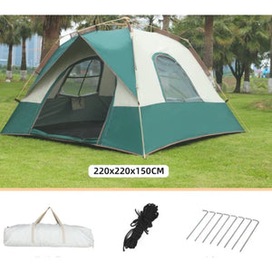 Herqona - Camping Tent Oxford Fabric Breathable 4 to 6 Person Tent 200cm - Green