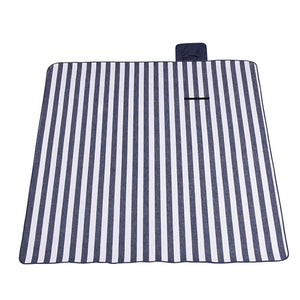 Herqona - 200 cm Sand Proof Foldable Outdoor Picnic Blanket - Blue & White