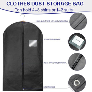 Pract Pack - 16 Pcs Wardrobe  Non-Woven Dustproof Suit Garment Bags - Black