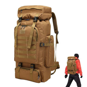 Pract Pack - 75L Large Oxford Military Hunting Hiking Backpack - Khaki Color