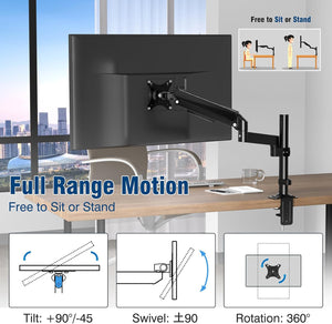 Gaj Toys - 360 Swing Adjustable Gas Spring Desk Mount Monitor Stand - Black