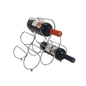 Bar Visor - 6 Bottle Iron Wine Rack, Pyramid Holder for Countertop Storage - Silver
