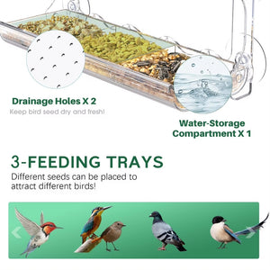 WigWagga - Window Bird Feeder with Suction Cup for Outside - 28 x 10 x 15cm