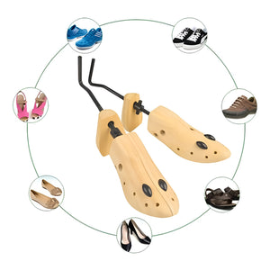 Volamor - 2 Pcs Adjustable Wooden Shoe Stretchers with Pressure Pads - Brown