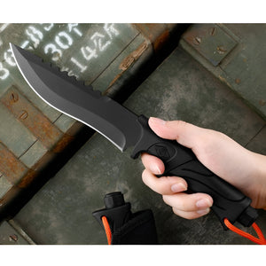 Herqona - 27cm Stainless Steel Camp Knife with Sheath for Outdoor use – Black