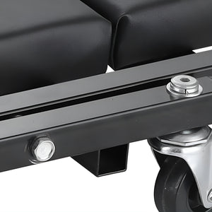 Herqona - 42cm Foldable Z Shape Metal Frame Mechanic Garage Creeper Stool - Black