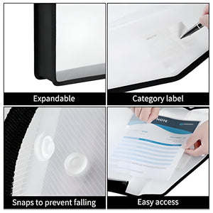 Nerdy Admin - 3 Pcs Plastic Horizontal Documents Holder with Snap Closure - White