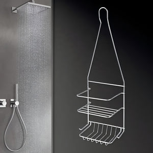 Pract Pack - 51 cm Iron Hanging Shower Caddy Organizer with Hooks - Silver