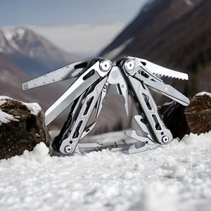 SuaTools - 14 in 1  EDC Multi Tool with Pouch for Outdoor & Camping Use - Silver