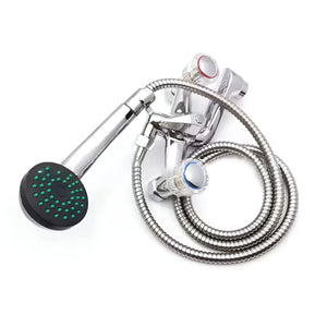 Pract Pack - Dual Handle Zinc Alloy Shower Mixer Tap Set with Slide Bar & Hose - Silver