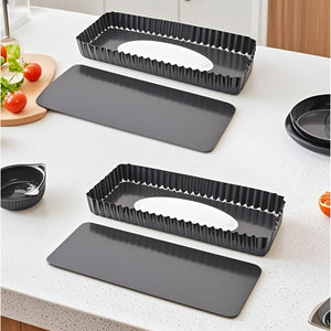 Pruchef - 2 Pcs Nonstick Carbon Steel Tart Pans with Removable Base - Black
