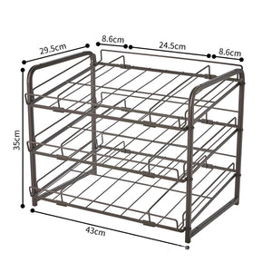 Pract Pack - 3Tier Carbon Steel Stackable Can Rack Dispenser for Pantry Storage - Black