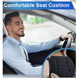 Herqona - 3 cm Thick Memory Foam & Non Slip Car Seat Cushion Pad - Black