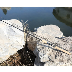 Herqona - 93cm Long Carbon Telescopic Portable Fishing Pole with Cork Grip - Black