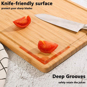 Pruchef - Large Size Bamboo Cutting Board with Juice Groove - Brown