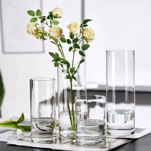 Volamor - 4 Pcs Acrylic Clear Cylinder Flower Vase Set for Plants - Transparent