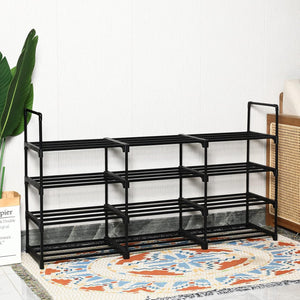 Pract Pack - 4 Layer Durable Steel Shoe Shelf Storage with Plastic Connectors – Black