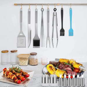 Pruchef - 40 Pcs Heavy Duty BBQ Grill Tool Set with Storage Bag - Silver