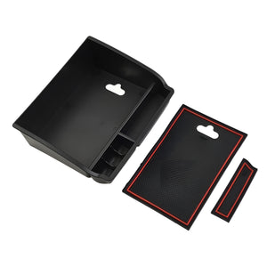 Herqona  - 17cm Car Armrest Center Console Storage Box Organizer - Black