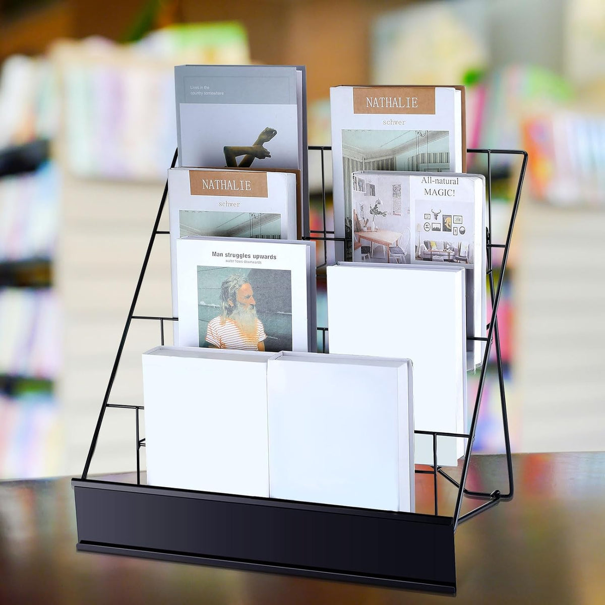 Pract Pack - 4 Tier Book Display Rack Magazine Wire Display Stand - Bl ...