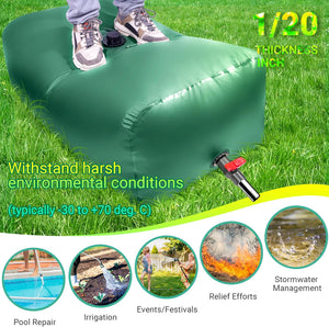 Herqona - 240L Portable Large Water Bladder Tank with Valves - Green