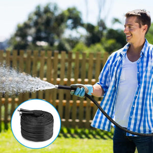 Herqona - Garden Hose 100ft Flexible Hose Pipe with 10 Function - Black