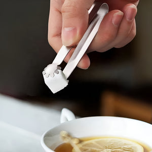 Pruchef - 9cm Stainless Steel Sugar Tongs for Tea, Coffee, Ice Cubes - Silver