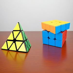 Toto Bubs - 2Pcs Speed Cube & Pyramid Brain Teasers Set For Kids Fun - Multicolor